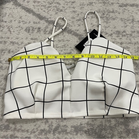 NWT Fashion Nova White / Black Don't Be A Square Cropped Top - Picture 9 of 10